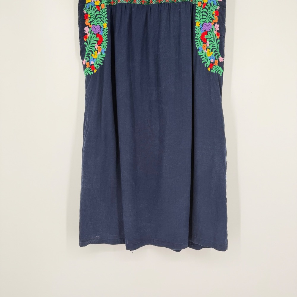 J. Marie Sarah Mini Dress Navy Blue Multicolor Floral Embroidered Sleeveless S - Picture 10 of 13